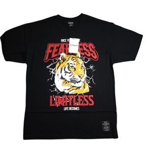 Fearless Limitless Tiger Graphic Tee - Black with Red & Yellow Print